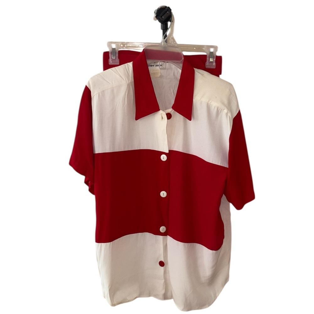 Body Zone Vintage Red & White Two Piece Top & Shorts Set